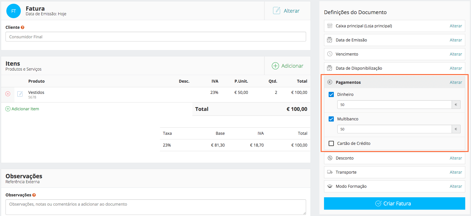 V Rios M Todos De Pagamento Numa Fatura Cegid Vendus