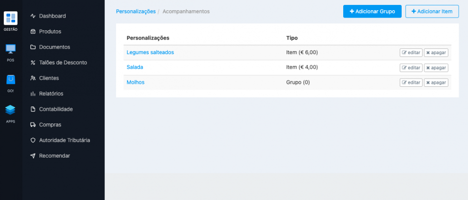 Configurar as personalizações