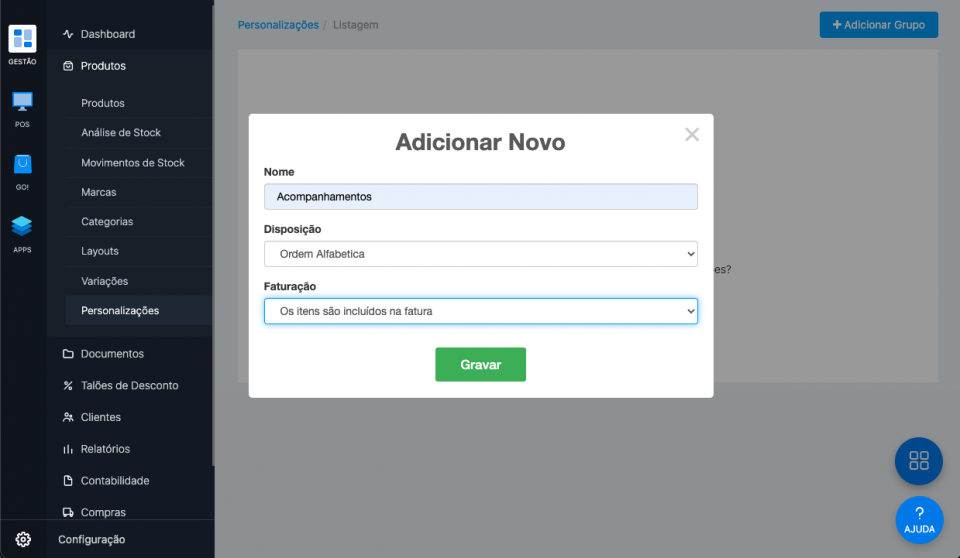 Criar Personalização